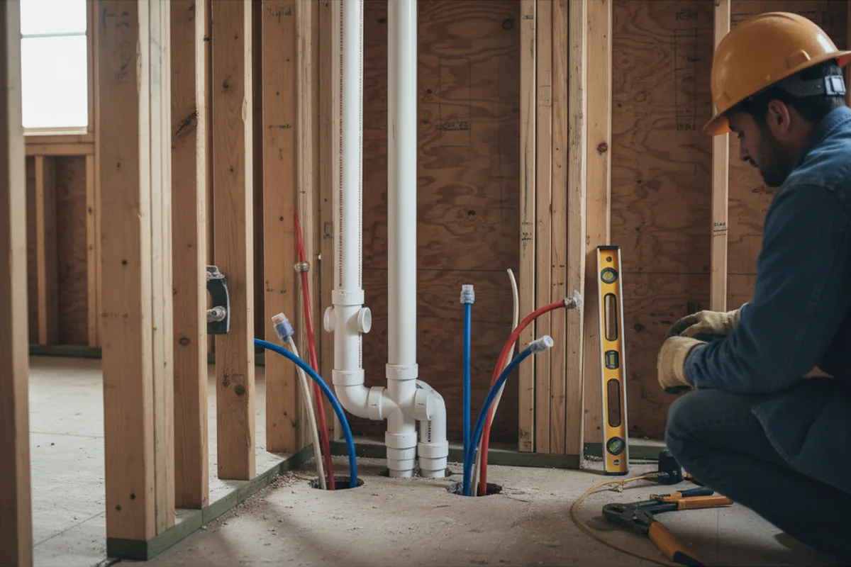 Drain and supply rough-in during Leak Detection in Sun City Center